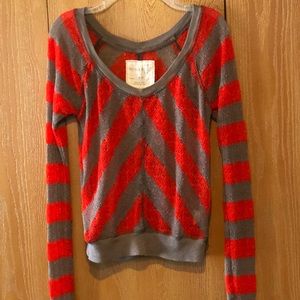 We The Free Chevron Stripe Cropped Light Sweater
